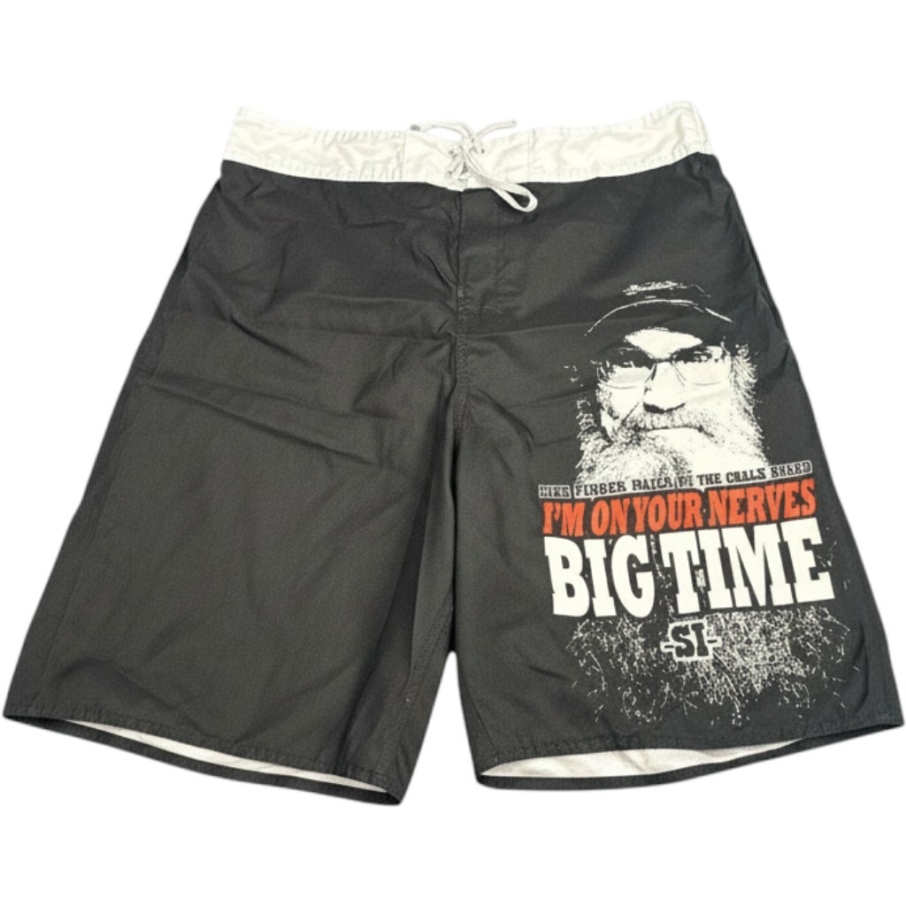 Duck Dynasty Robertson Board Shorts Mens 36 Black Swim Trunks I'm On Your Nerves